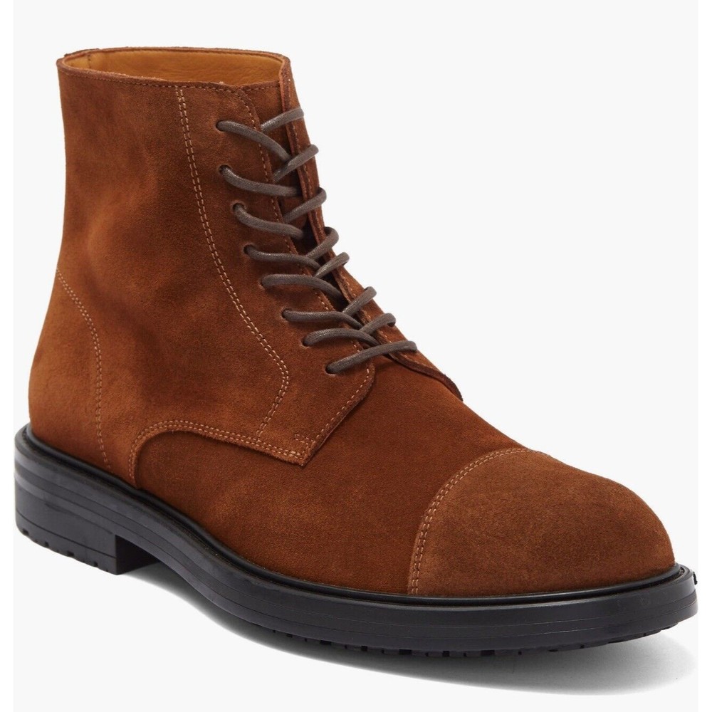 Magnanni Polar Men's Cap Toe Lace Up Leather Ankle Boots in Cognac Suede Size 11